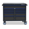 Montezuma Tool Cabinet, 11 Drawer, Black/Blue, 46 in W x 24 in D BKM462411TC